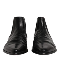 Dolce & Gabbana Black Leather Chelsea Men Ankle Boots Shoes