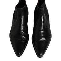 Dolce & Gabbana Black Leather Chelsea Men Ankle Boots Shoes