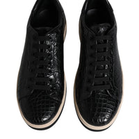 Dolce & Gabbana Black Leather Low Top Men Sneakers Shoes