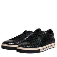 Dolce & Gabbana Black Leather Low Top Men Sneakers Shoes