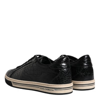 Dolce & Gabbana Black Leather Low Top Men Sneakers Shoes