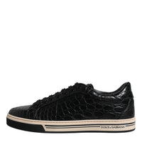 Dolce & Gabbana Black Leather Low Top Men Sneakers Shoes