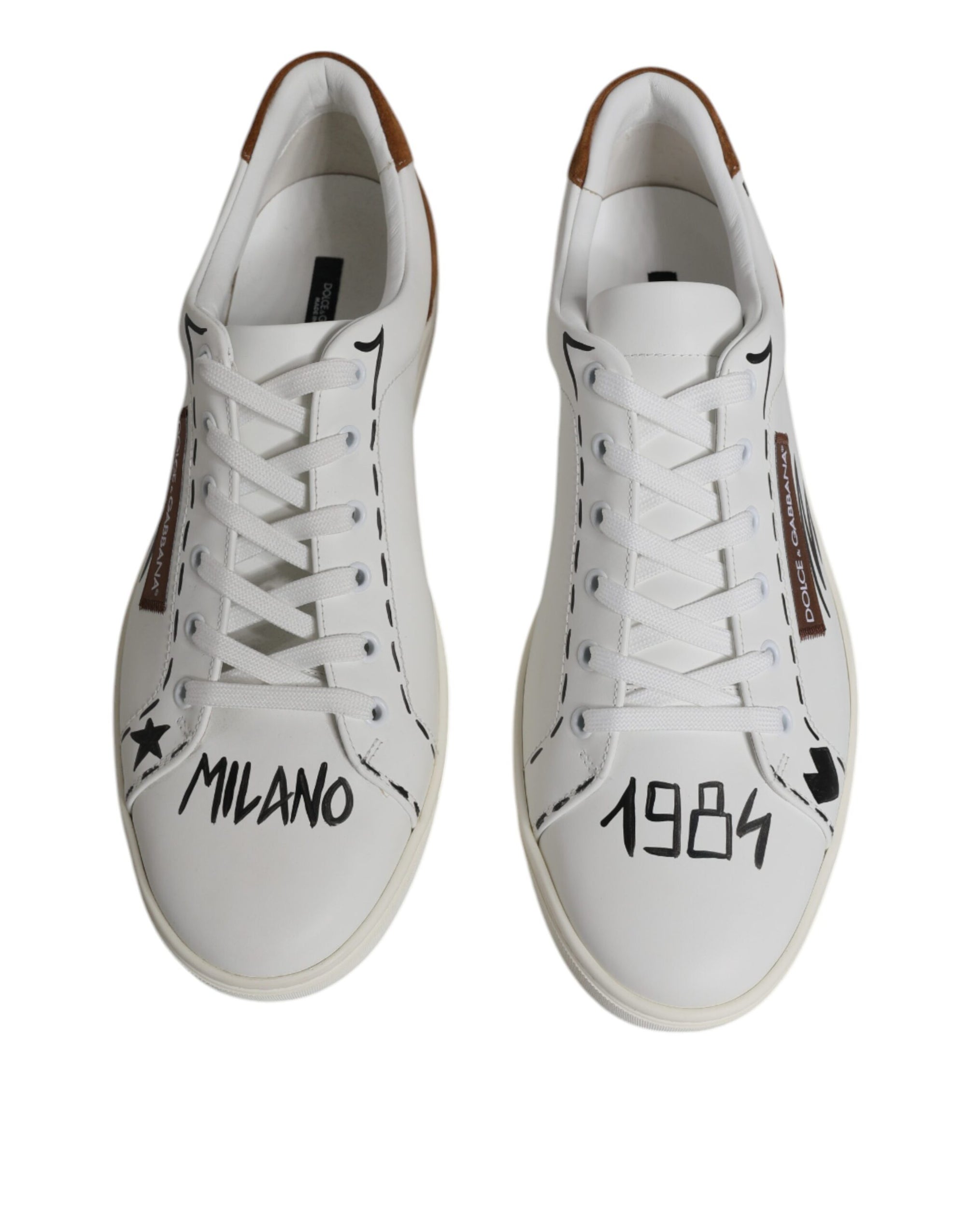 Dolce &amp; Gabbana White Brown London Low Top Men Sneakers Shoes
