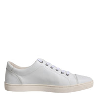 Dolce & Gabbana White Leather Low Top Men Sneakers Shoes