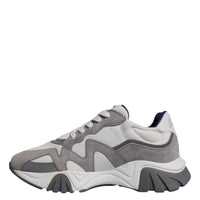 Versace Grey Leather Neoprene Chunky Low Top Squalo Sneakers Shoes