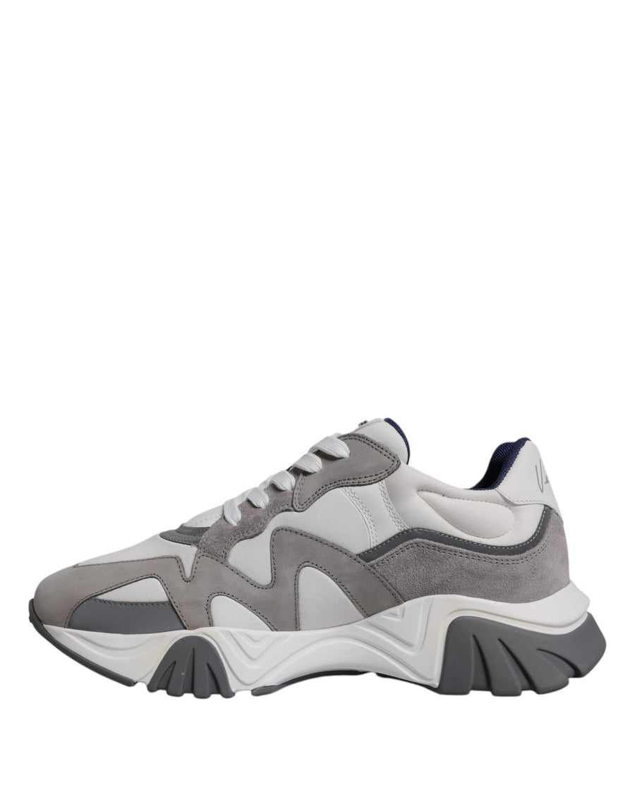 Versace Grey Leather Neoprene Chunky Low Top Squalo Sneakers Shoes