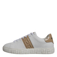 Versace White Brown Greca Print TPU Low Top Men Sneakers Shoes