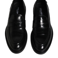 Dolce & Gabbana Black Leather Mocassin Formal Dress Shoes