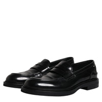 Dolce & Gabbana Black Leather Mocassin Formal Dress Shoes