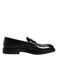 Dolce & Gabbana Black Leather Mocassin Formal Dress Shoes