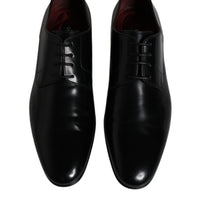 Dolce & Gabbana Black Leather Lace Up Men Derby Formal Shoes