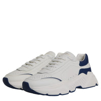 Dolce & Gabbana White Blue DAYMASTER Leather Sneakers Shoes