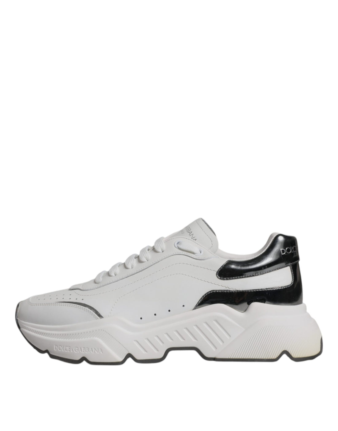 Dolce & Gabbana White Silver DAYMASTER Leather Men Sneakers Shoes