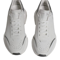 Dolce & Gabbana White Silver DAYMASTER Leather Men Sneakers Shoes