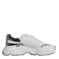 Dolce & Gabbana White Silver DAYMASTER Leather Men Sneakers Shoes