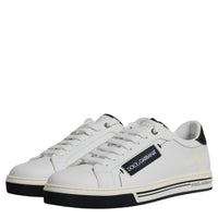 Dolce & Gabbana White Leather Low Top Men Sneakers Shoes