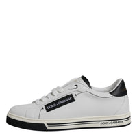 Dolce & Gabbana White Leather Low Top Men Sneakers Shoes