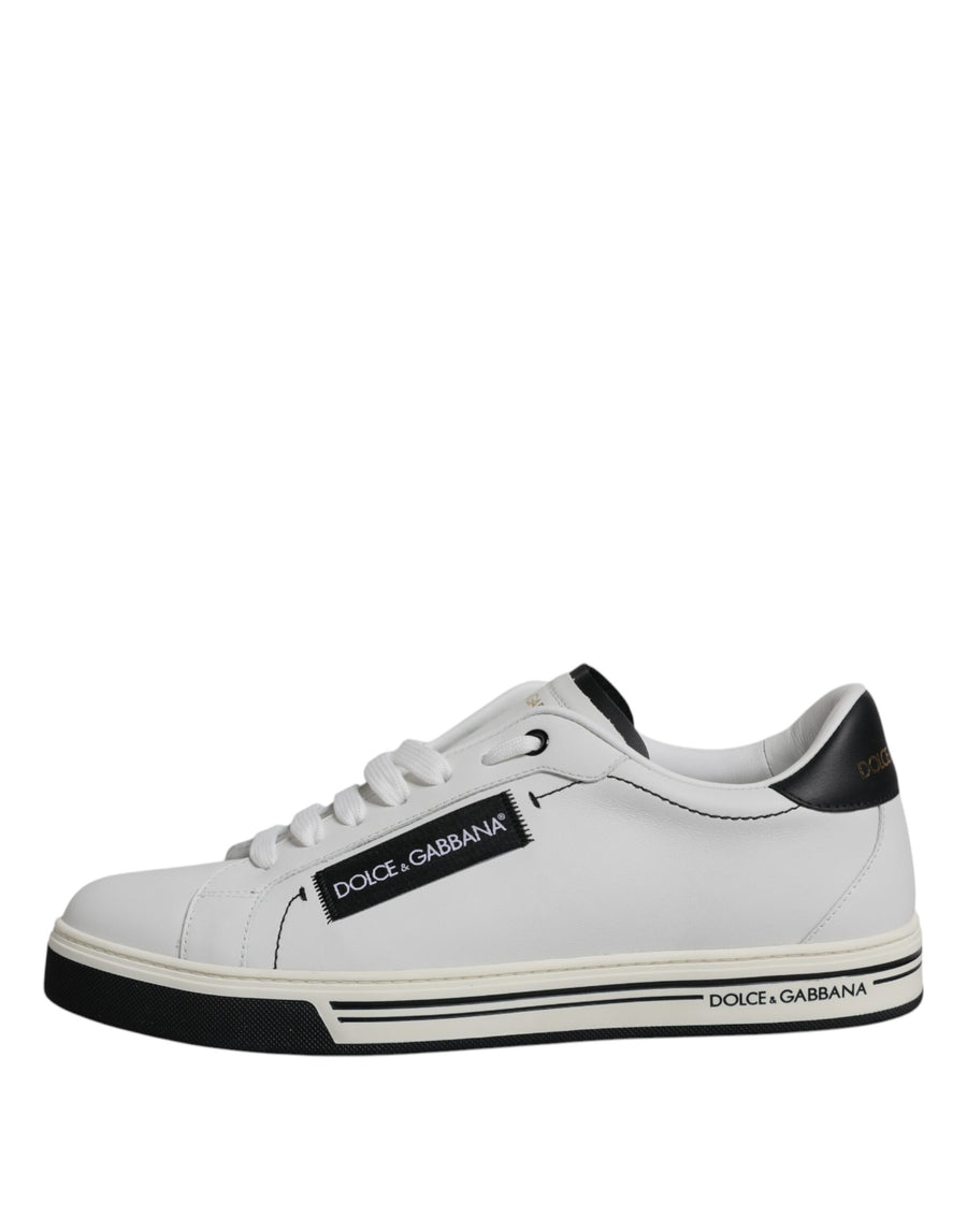 Dolce & Gabbana White Leather Low Top Men Sneakers Shoes