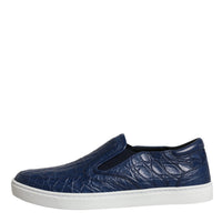 Dolce & Gabbana Blue Croc Exotic Leather Men Sneakers Shoes