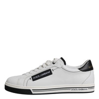 Dolce & Gabbana White Leather Low Top Men Sneakers Shoes