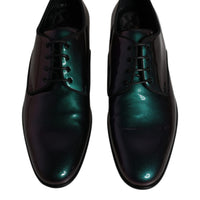 Dolce & Gabbana Peacock Patent Leather Derby Men Dress Shoes