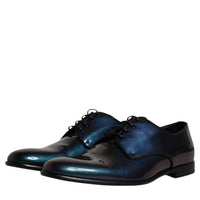 Dolce & Gabbana Peacock Patent Leather Derby Men Dress Shoes