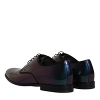 Dolce & Gabbana Peacock Patent Leather Derby Men Dress Shoes