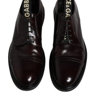 Dolce & Gabbana Bordeaux Leather Derby Formal Dress Shoes