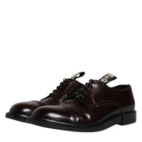 Dolce & Gabbana Bordeaux Leather Derby Formal Dress Shoes