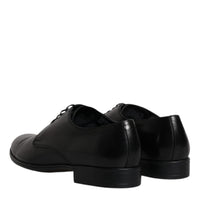 Dolce & Gabbana Black Leather Lace Up Men Derby Formal Shoes