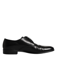 Dolce & Gabbana Black Leather Lace Up Men Derby Formal Shoes