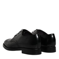 Dolce & Gabbana Black Leather Lace Up Men Derby Formal Shoes