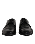 Dolce & Gabbana Black Leather Lace Up Men Derby Formal Shoes