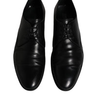 Dolce & Gabbana Black Leather Lace Up Men Derby Formal Shoes