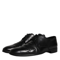 Dolce & Gabbana Black Leather Lace Up Men Derby Formal Shoes