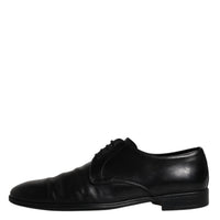 Dolce & Gabbana Black Leather Lace Up Men Derby Formal Shoes