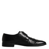 Dolce & Gabbana Black Leather Lace Up Men Derby Formal Shoes