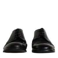 Dolce & Gabbana Black Leather Derby Formal Men Dress Shoes