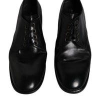 Dolce & Gabbana Black Leather Derby Formal Men Dress Shoes