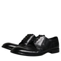 Dolce & Gabbana Black Leather Derby Formal Men Dress Shoes