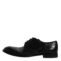 Dolce & Gabbana Black Leather Derby Formal Men Dress Shoes