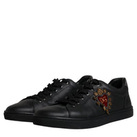 Dolce & Gabbana Black Leather London Heart Men Sneakers Shoes