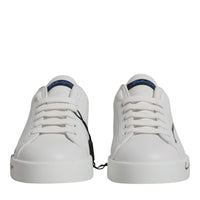 Dolce & Gabbana White Blue Portofino Low Top Sneakers Shoes