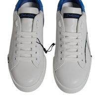 Dolce & Gabbana White Blue Portofino Low Top Sneakers Shoes