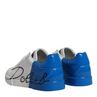 Dolce & Gabbana White Blue Portofino Low Top Sneakers Shoes