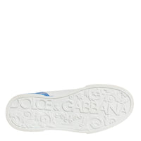 Dolce & Gabbana White Blue Portofino Low Top Sneakers Shoes