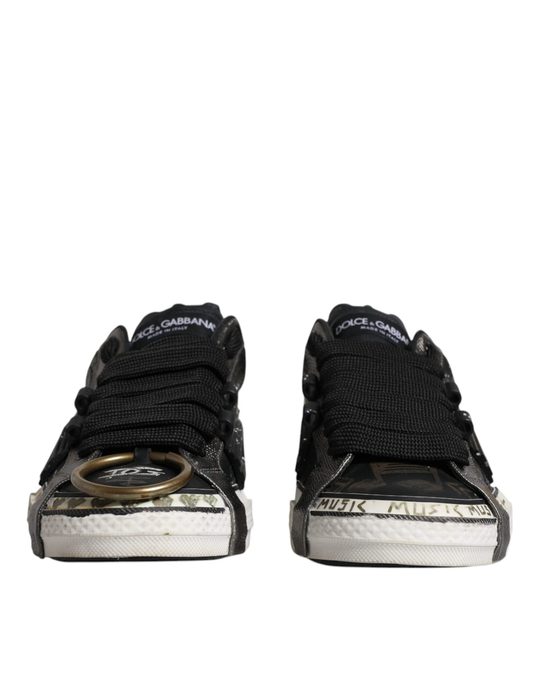 Dolce & Gabbana Black White Portofino Low Top Sneakers Shoes