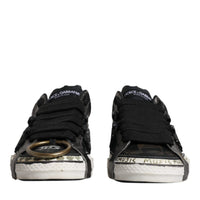 Dolce & Gabbana Black White Portofino Low Top Sneakers Shoes