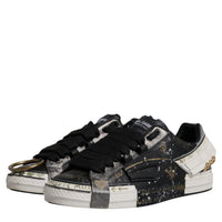 Dolce & Gabbana Black White Portofino Low Top Sneakers Shoes