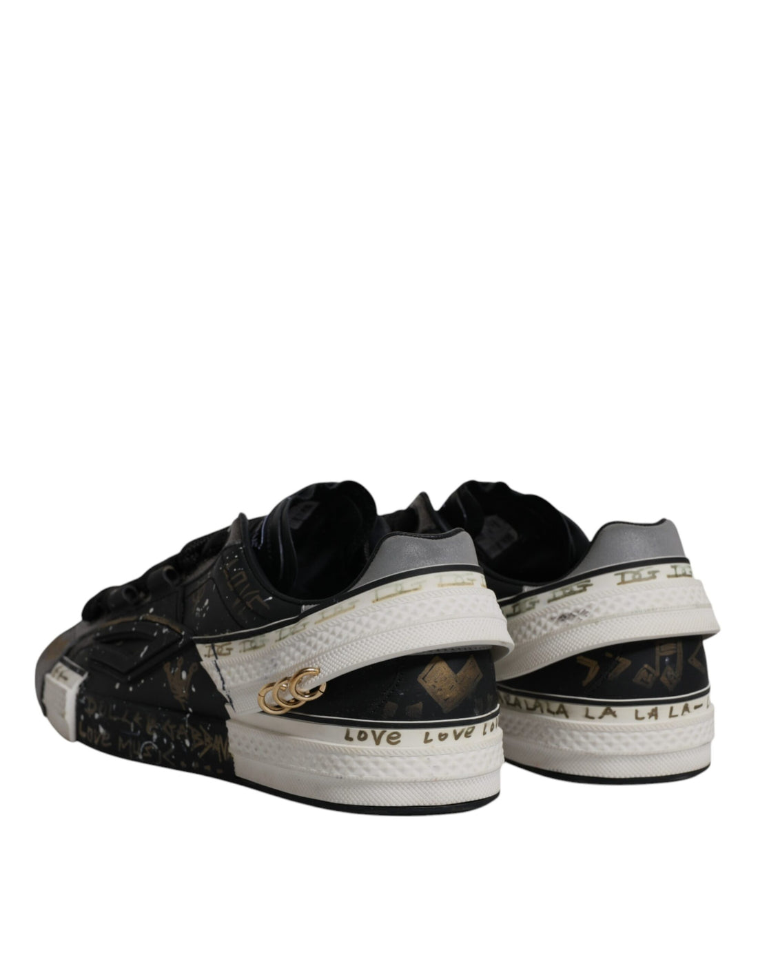 Dolce & Gabbana Black White Portofino Low Top Sneakers Shoes